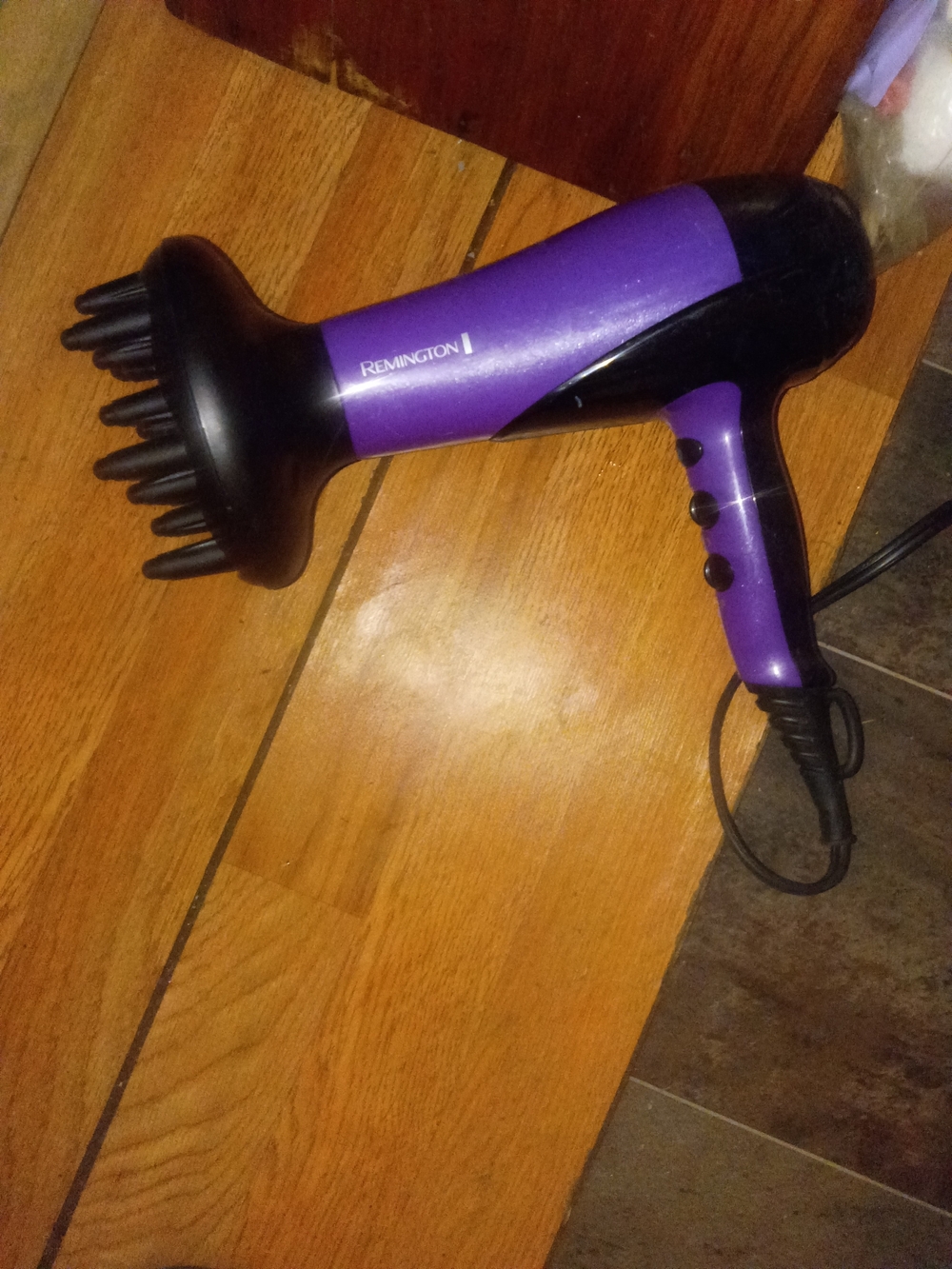 Remington Purple and Black Kids Hair Dryer with Diffuser Attachment